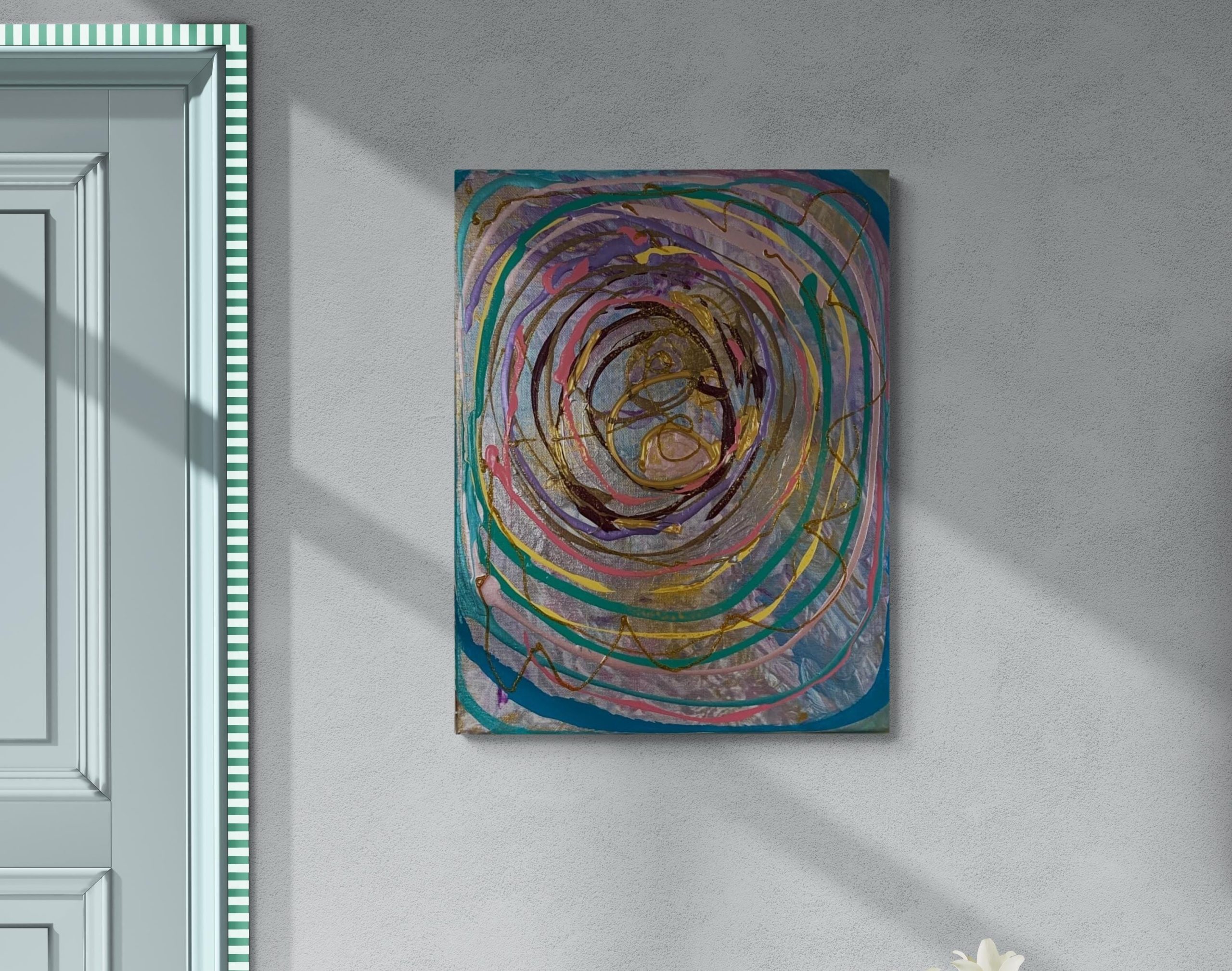 Mysterious Tunnel Abstract Acrylic Painting, Modern Canvas Artwork, 11×14 Home Decor