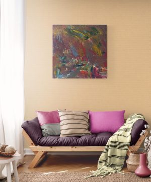 City after the rain, a modern decorative acrylic abstract, a new interior design for every living space, for luxury home styles 14×14 in